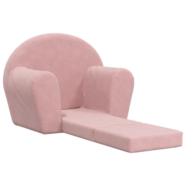 Sofá cama para niños felpa suave rosa M 4