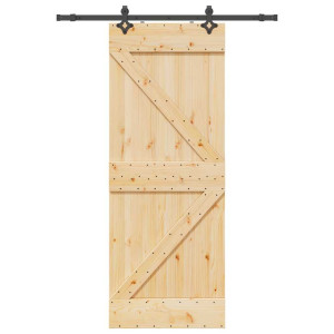 Puerta corredera con herrajes madera maciza de pino 80x210 cm D