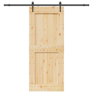 Puerta corredera con herrajes madera maciza de pino 95x210 cm D