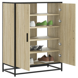 Zapatero de madera y metal roble Sonoma 75x38x97.5 cm D