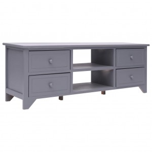 Mueble para TV de madera de Paulownia gris 115x30x40 cm D