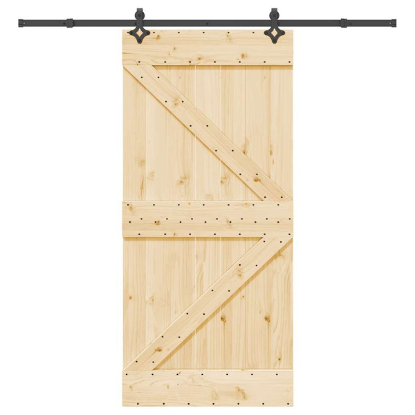 Puerta corredera con herrajes madera maciza de pino 95x210 cm D