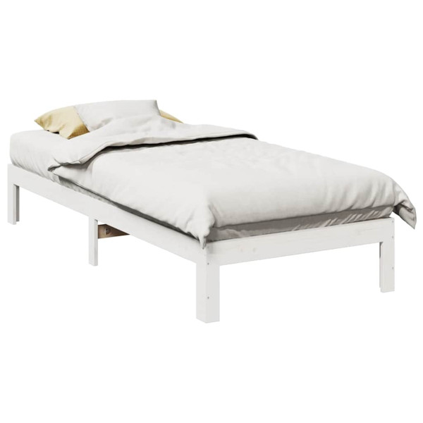 Estructura de cama sin colchón madera de pino blanca 90x200 cm Estructura de cama sin colchón madera de pino blanca 90x200 cm D