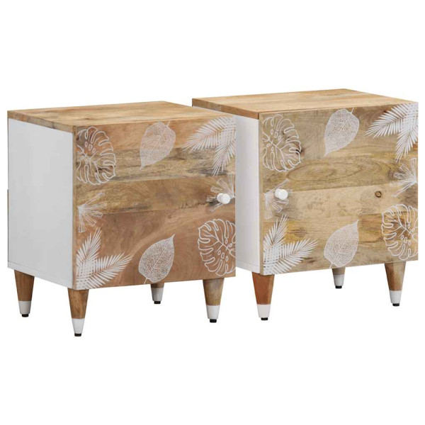 Mesitas de noche 2 uds madera maciza de mango 40x33.5x46 cm D