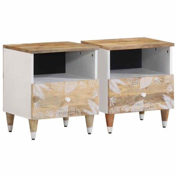 Mesitas de noche 2 uds madera maciza de mango 40x33x46 cm D