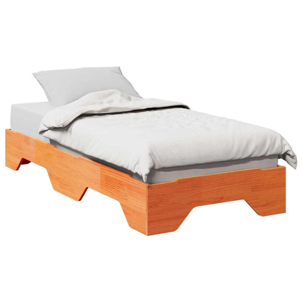 Estructura de cama apilable sin colchón marrón cera 90x190 cm Estructura de cama apilable sin colchón marrón cera 90x190 cm D