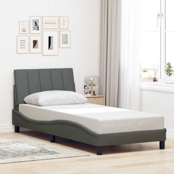 Estructura de cama sin colchón tela gris oscuro 90x200 cm Estructura de cama sin colchón tela gris oscuro 90x200 cm D