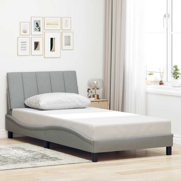 Estructura de cama sin colchón tela gris claro 90x200 cm Estructura de cama sin colchón tela gris claro 90x200 cm D