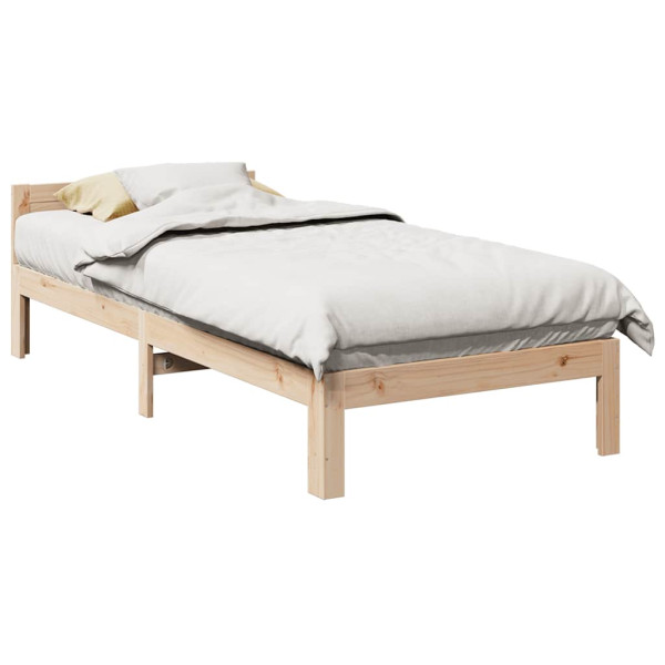 Estructura de cama sin colchón madera maciza de pino 90x200 cm Estructura de cama sin colchón madera maciza de pino 90x200 cm D