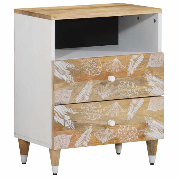 Mesita de noche madera maciza de mango 50x33x60 cm D