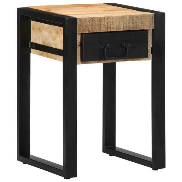 Mesa auxiliar madera maciza de mango rugosa 35x35x50 cm D