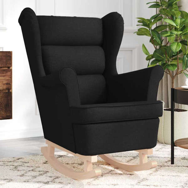 Silla mecedora de tela negro 74x90x102 cm Silla mecedora de tela negro 74x90x102 cm D