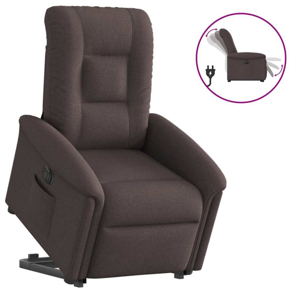 Sillón eléctrico reclinable elevable de tela marrón oscuro Sillón eléctrico reclinable elevable de tela marrón oscuro D