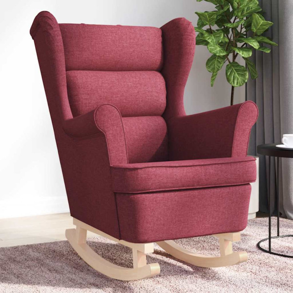 Silla mecedora de tela rojo vino tinto 74x90x102 cm Silla mecedora de tela rojo vino tinto 74x90x102 cm D