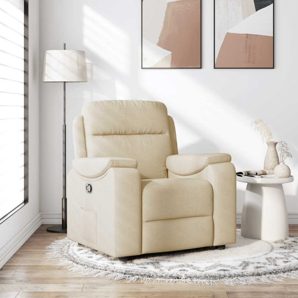 Sillón reclinable de tela crema Sillón reclinable de tela crema D