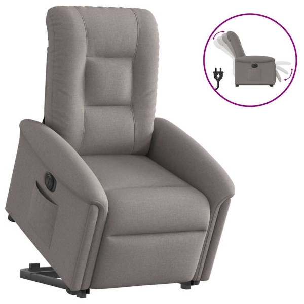 Sillón eléctrico reclinable elevable de tela gris taupe Sillón eléctrico reclinable elevable de tela gris taupe D