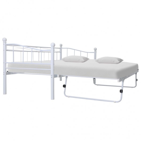 Estructura de cama de acero blanca 180x200/90x200 cm D