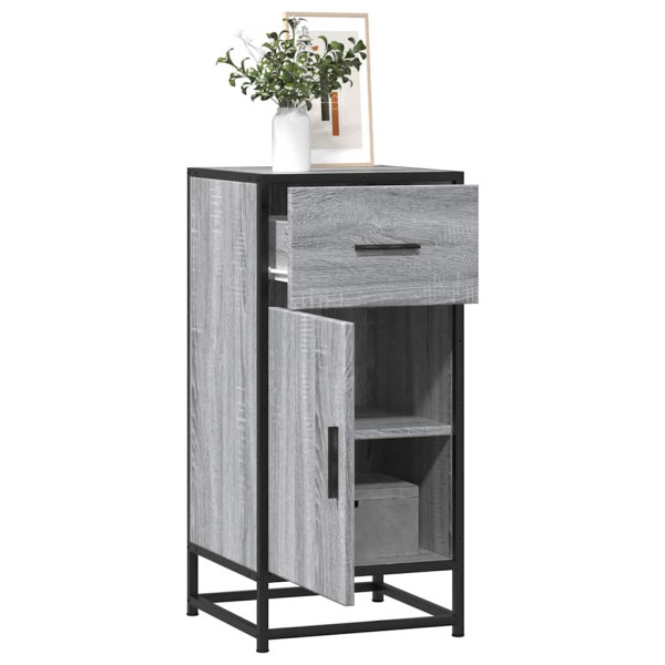 Aparador madera ingeniería y metal gris Sonoma 35.5x35x76 cm D