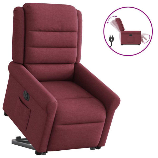 Sillón eléctrico reclinable elevable de tela rojo tinto Sillón eléctrico reclinable elevable de tela rojo tinto D