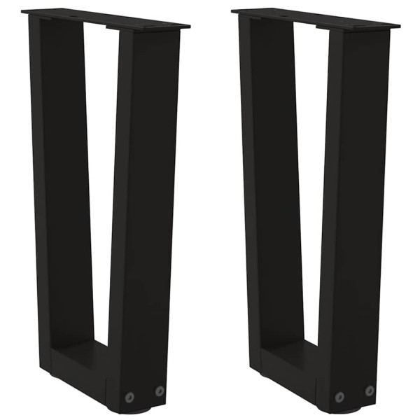 Patas para mesa de comedor en forma de V 2 uds acero negro Patas para mesa de comedor en forma de V 2 uds acero negro D