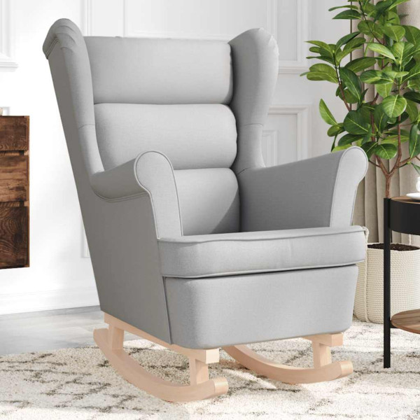 Silla mecedora de tela gris nube 74x90x102 cm Silla mecedora de tela gris nube 74x90x102 cm D