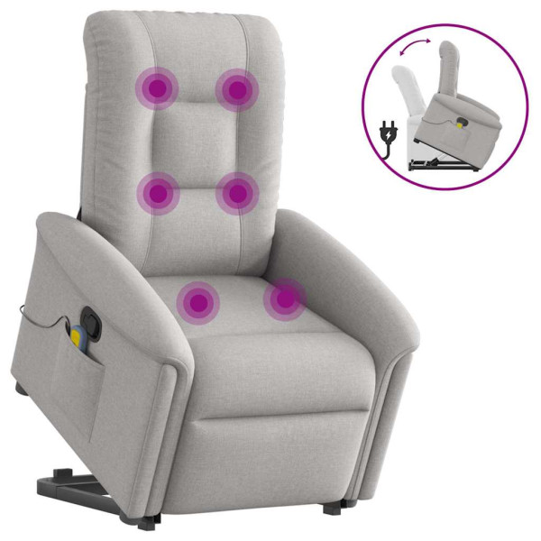 Sillón de masaje reclinable de pie de tela gris nube D
