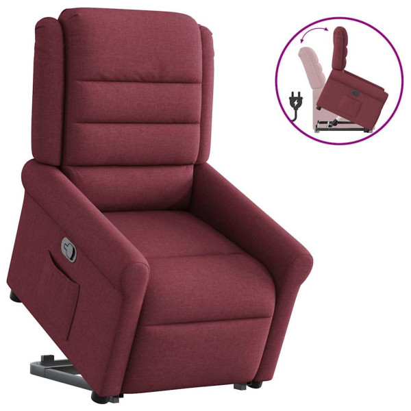Sillón reclinable elevable tela rojo tinto D