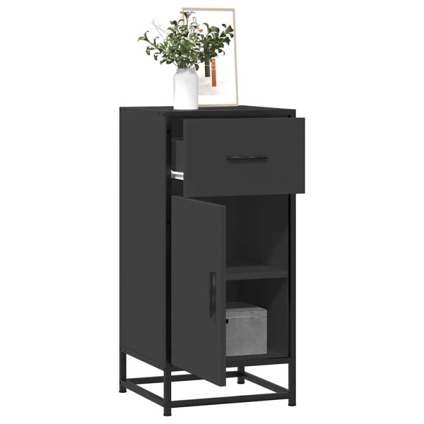 Aparador de madera de ingeniería y metal negro 35.5x35x76 cm D