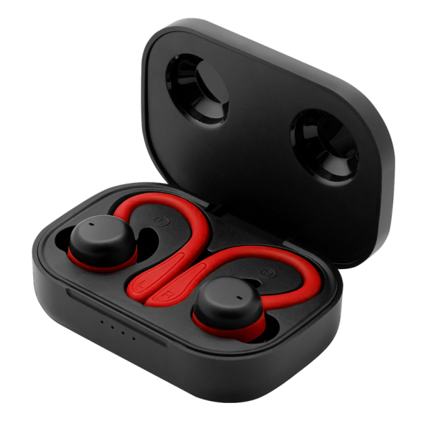 Auriculares deportivos spartan bluetooth 5.3 manos libres accesorios intercambiables detalles en rojo D