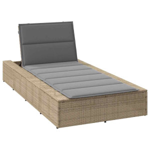 Tumbona con cojín flotante ratán sintético beige D