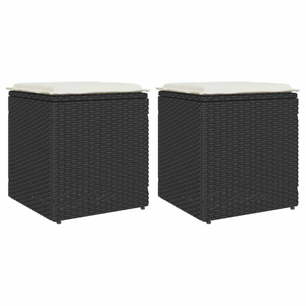 Bancos de jardim com almofadas 2 uds pretos 40x40x43 cm D