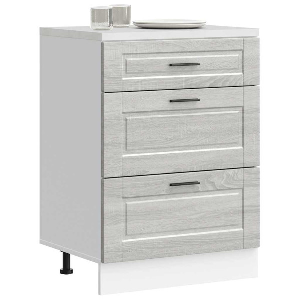 Mueble bajo de cocina porto gris sonoma madera reconstituida Mueble bajo de cocina porto gris sonoma madera reconstituida D