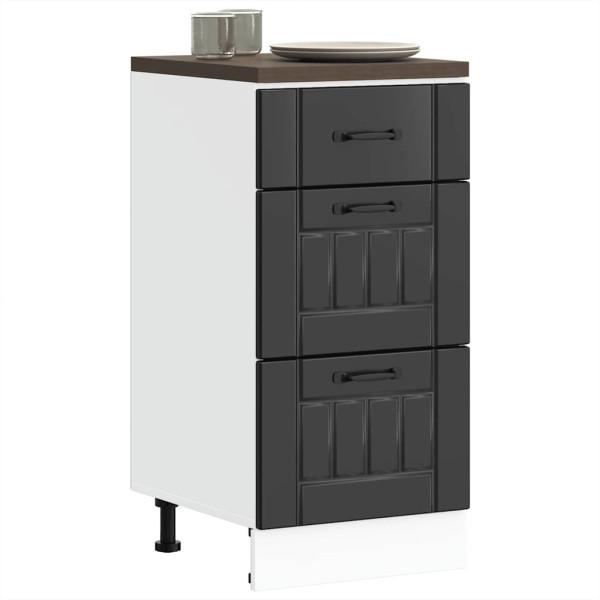 Mueble bajo de cocina Lucca madera ingeniería negra Mueble bajo de cocina Lucca madera ingeniería negra D
