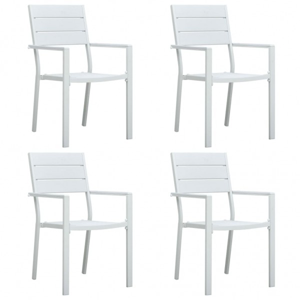 Cadeiras de jardim 4 unidades HDPE aspecto de madeira branca D