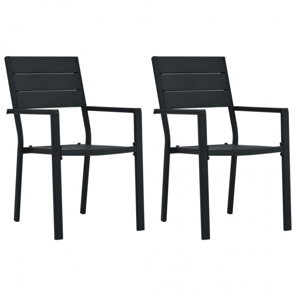 Cadeiras de jardim 2 unidades HDPE aspecto de madeira preta D