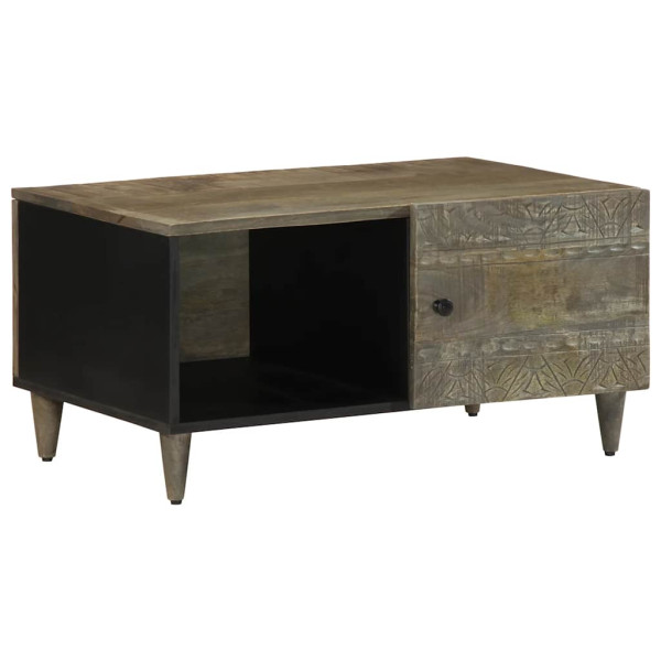 Mesa de centro de madera maciza de mango gris claro 80x50x40 cm Mesa de centro de madera maciza de mango gris claro 80x50x40 cm D