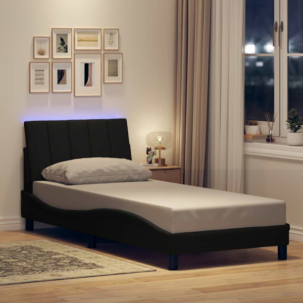Estructura de cama sin colchón tela negro 90x190 cm Estructura de cama sin colchón tela negro 90x190 cm D