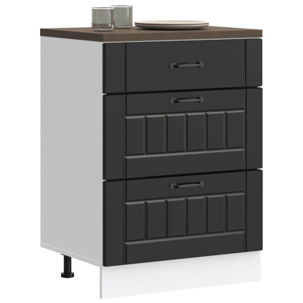 Mueble bajo de cocina Lucca madera ingeniería negra Mueble bajo de cocina Lucca madera ingeniería negra D