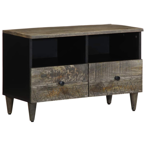 Mueble de TV madera maciza de mango gris claro 70x33.5x46 cm Mueble de TV madera maciza de mango gris claro 70x33.5x46 cm D