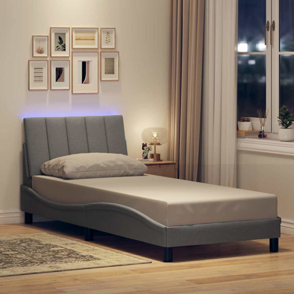 Estructura de cama sin colchón tela gris claro 90x190 cm Estructura de cama sin colchón tela gris claro 90x190 cm D