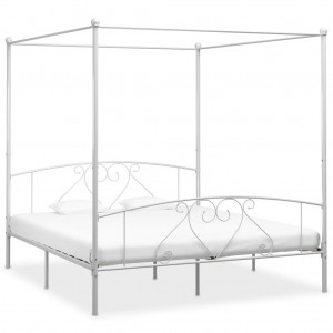 Estrutura de cama com leito de metal branco 180x200 cm D