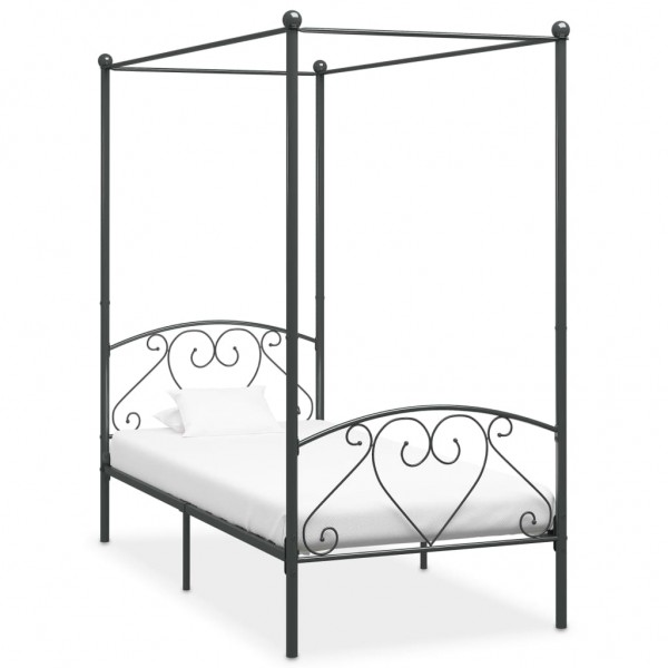 Estructura de cama con dosel metal gris 100x200 cm D