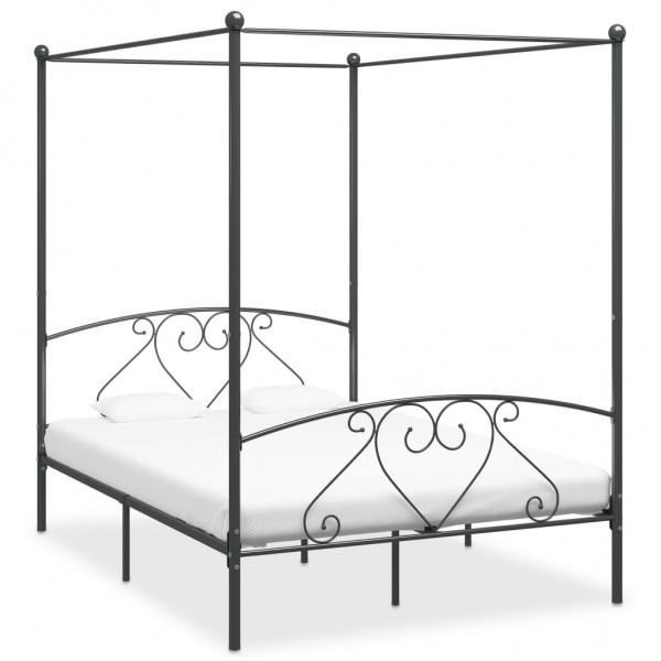 Estructura de cama con dosel metal gris 140x200 cm D