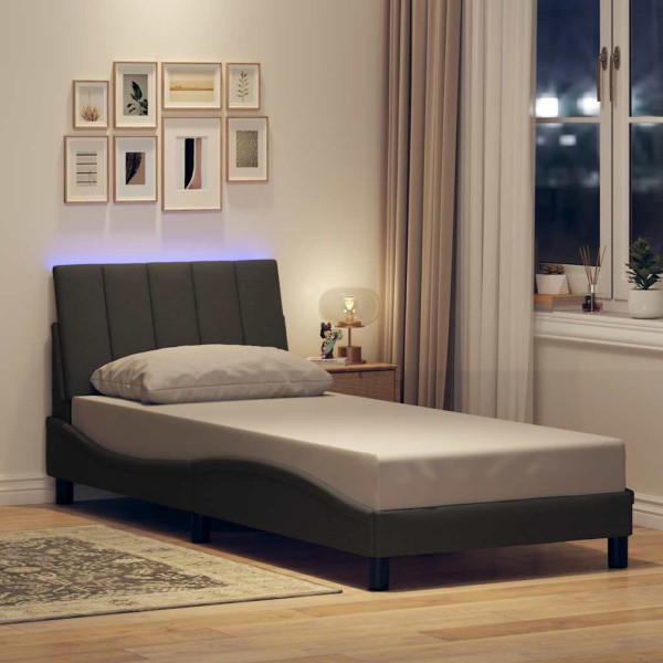 Estructura de cama sin colchón tela gris oscuro 90x200 cm Estructura de cama sin colchón tela gris oscuro 90x200 cm D