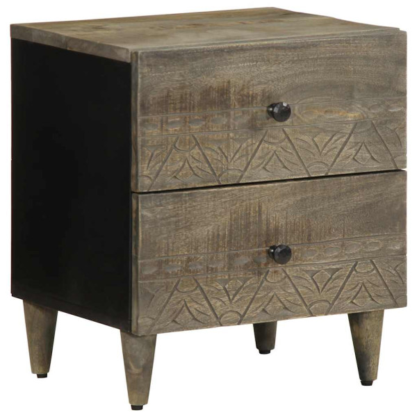 Mesita de noche de madera maciza de mango gris claro 40x33x46cm D