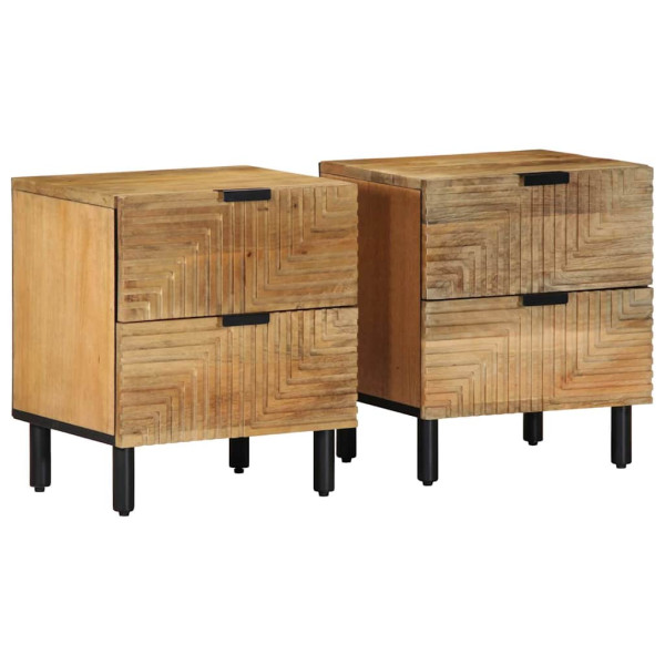 Mesitas de noche 2 uds madera maciza de mango marrón 40x33x46cm Mesitas de noche 2 uds madera maciza de mango marrón 40x33x46cm D