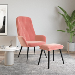 Sillón de relax con taburete terciopelo rosa D