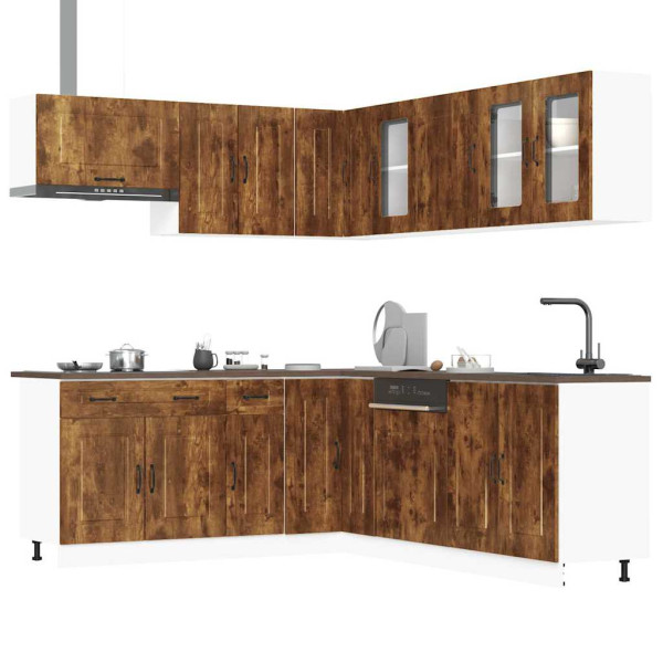 Mueble cocina Kalmar roble ahumado 11 pzas madera contrachapada Mueble cocina Kalmar roble ahumado 11 pzas madera contrachapada D