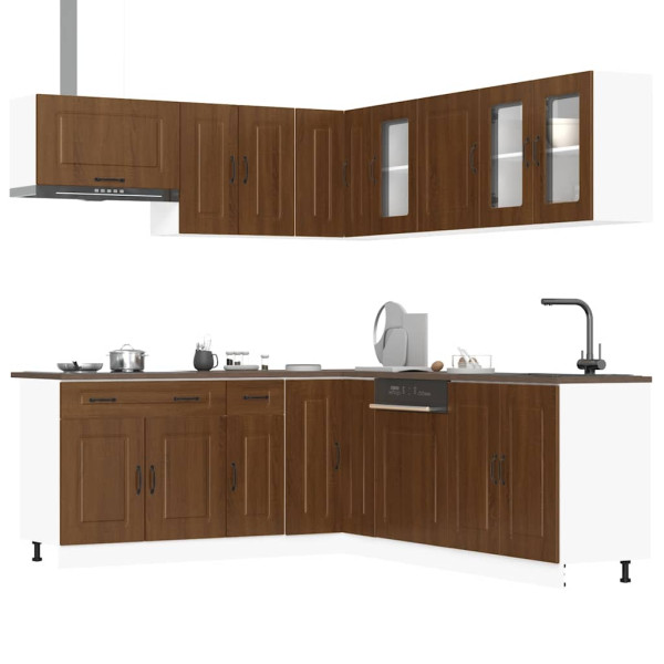 Mueble cocina Kalmar roble marrón 11 pzas madera contrachapada Mueble cocina Kalmar roble marrón 11 pzas madera contrachapada D
