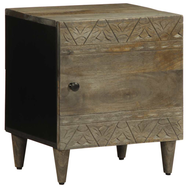 Mesita de noche de madera maciza de mango gris claro 40x33x46cm D